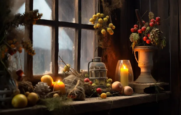 Winter, snow, toys, Christmas, New year, still life, items, AI art
