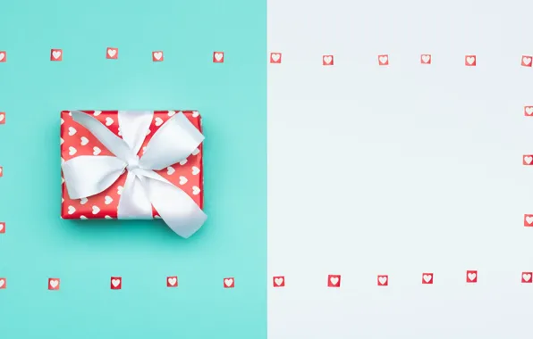 White, squares, background, holiday, box, gift, color, hearts