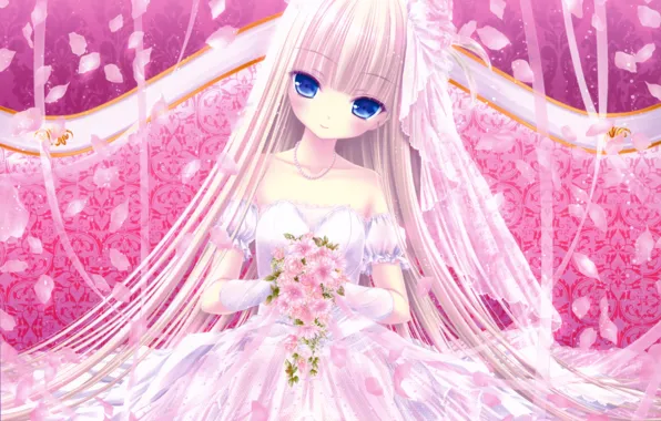 Picture sofa, bouquet, blue eyes, Lipesti, the bride, veil, lace, art