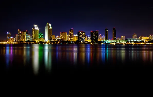 The city, lights, the evening, CA, San Diego
