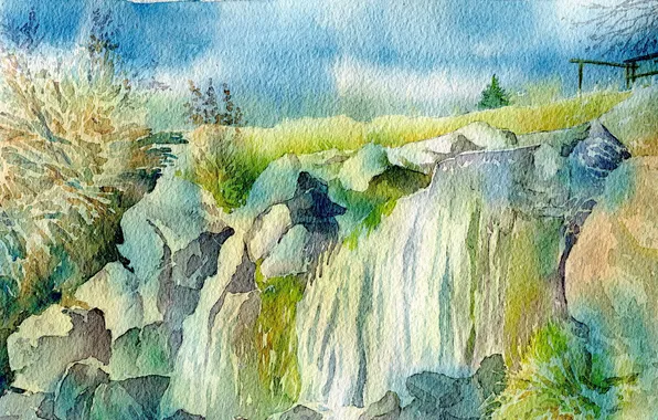 Picture landscape, picture, watercolor
