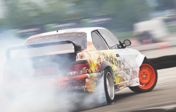 Car, BMW, drift, smoke, photo, race, burnout, e36