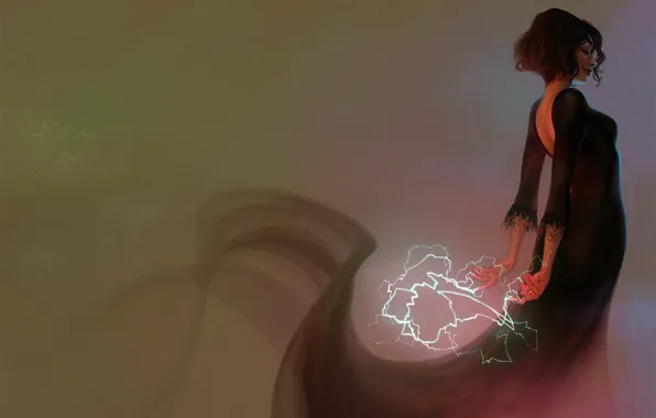 Girl, magic, lightning