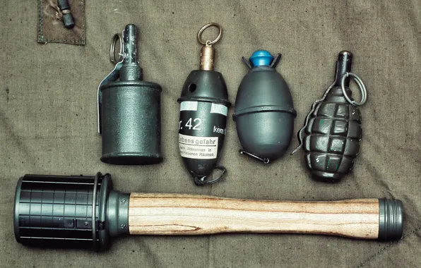 Different, grenades, German, Soviet