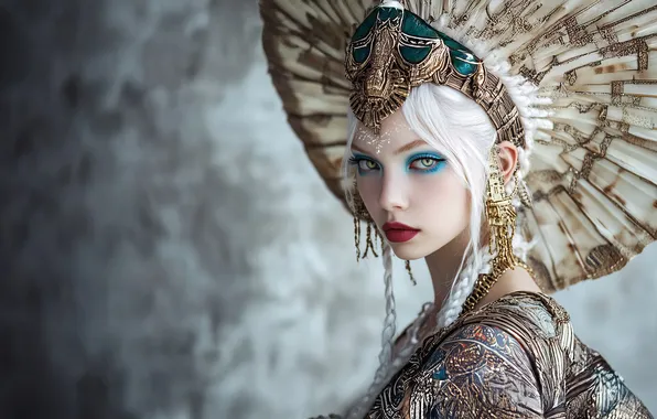 Look, girl, decoration, face, pose, portrait, crown, makeup