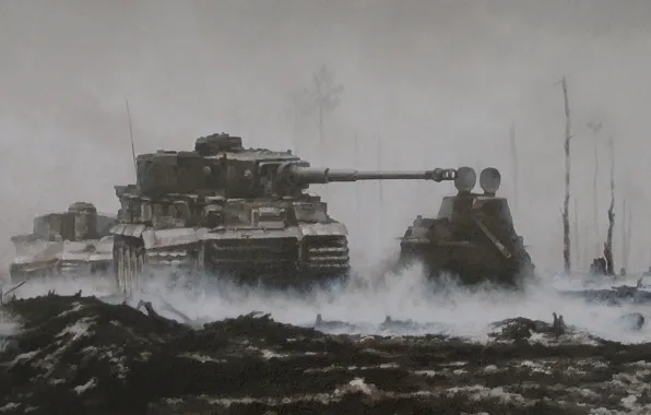 Figure, tank, WWII, military equipment, PzKpfw VI "Tiger"