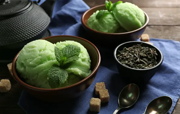 Green, ice cream, dessert, tea, ice cream, green tea