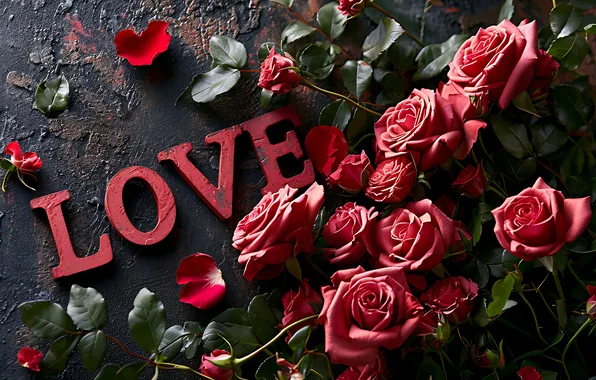Love, flowers, romance, roses, love, happy, Valentine's day, flowers