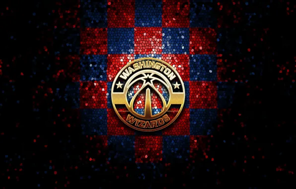 Wallpaper, sport, logo, basketball, NBA, Washington Wizards, glitter, checkered