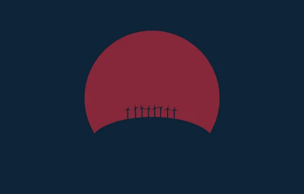 The sun, sunset, silhouette, windmill