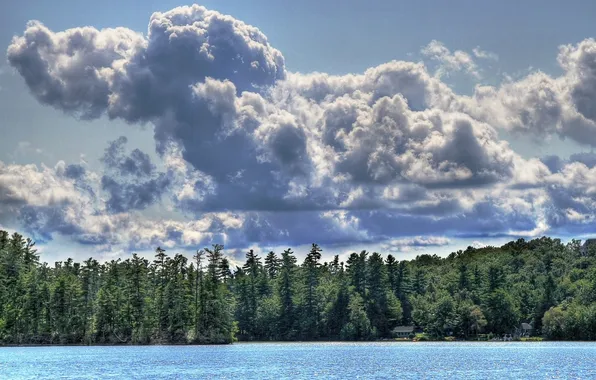 Sea, clouds, blue
