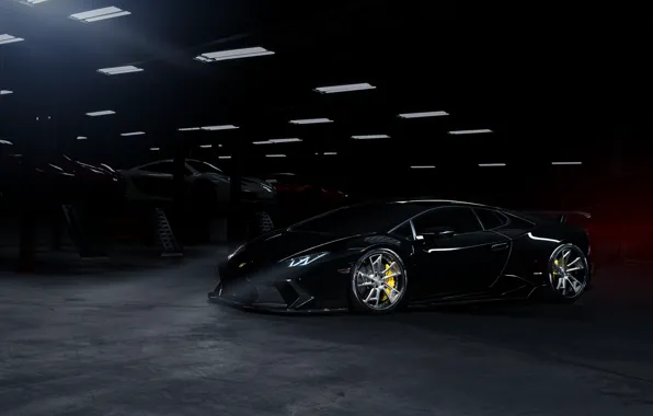 Picture Lamborghini, Dark, Front, Black, Color, Supercar, Wheels, Garage