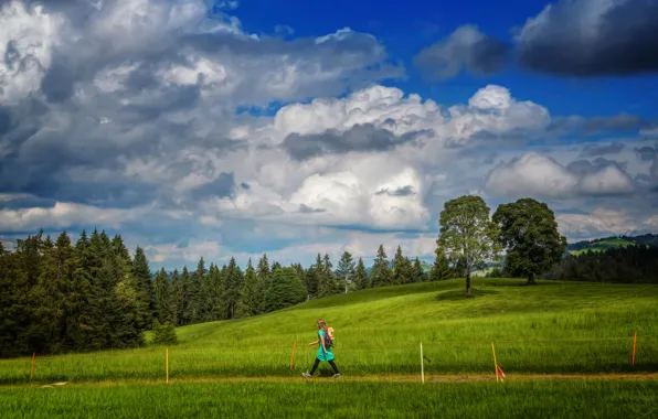 Picture landscape, trail, girl