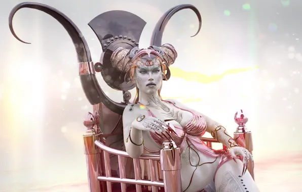 Girl, being, horns