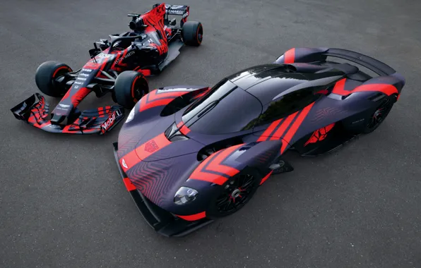 Picture Aston Martin, the car, track, Formula 1, hypercar, Valkyrie, Red Bull Racing
