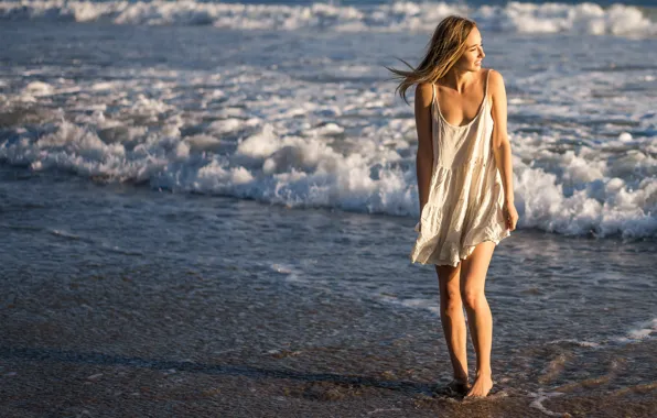 Sea, summer, girl, shore