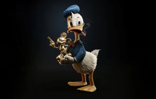 Picture Digital Art, Donald Duck, Smoking, Cartoon, Cigar