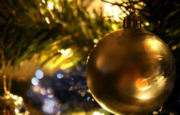 Balls, decoration, glare, tree