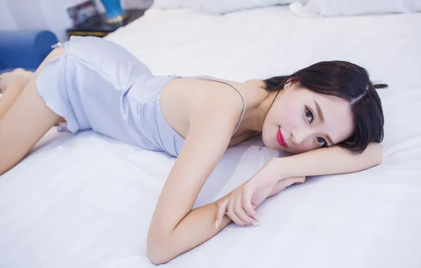 Look, pose, model, portrait, hands, makeup, dress, brunette