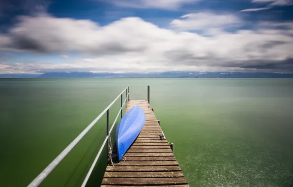 Picture landscape, lake, boat