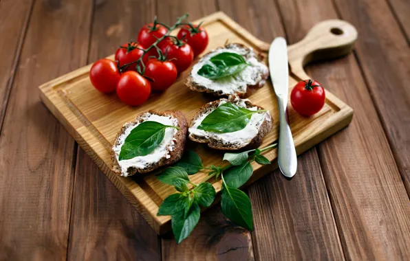 Tomatoes, sandwiches, Basil