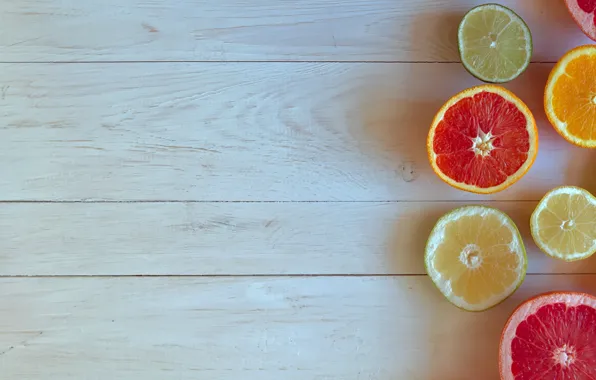 Board, oranges, texture, lime, light background, citrus, halves, different