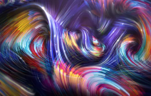 Wave, line, abstraction, background, colorful, Colorful Spiral Waves