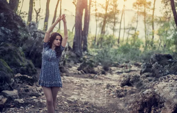 Girl, Nature, Legs, Model, Sun, Forest, Hands