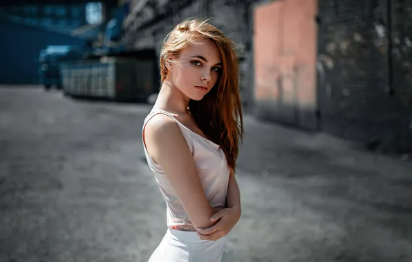 Picture look, girl, street, hair, beautiful, bokeh