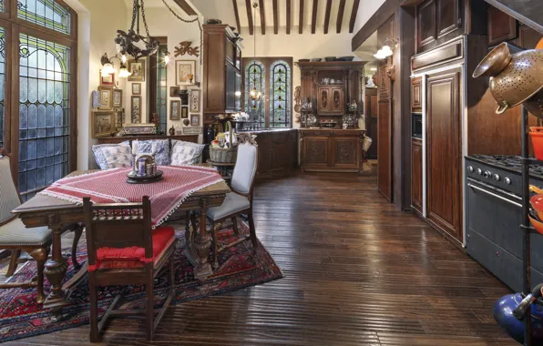 Old, retro, table, furniture, home, picture, window, kitchen