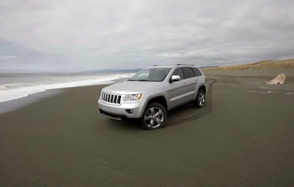 Sand, coast, Jeep, Grand Cherokee