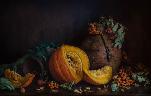 Pumpkin, pitcher, still life, Rowan, ceramics, pot