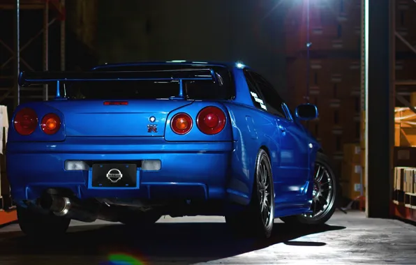 Picture car, Nissan, Nissan, blue, gtr, r34, machine from the movie