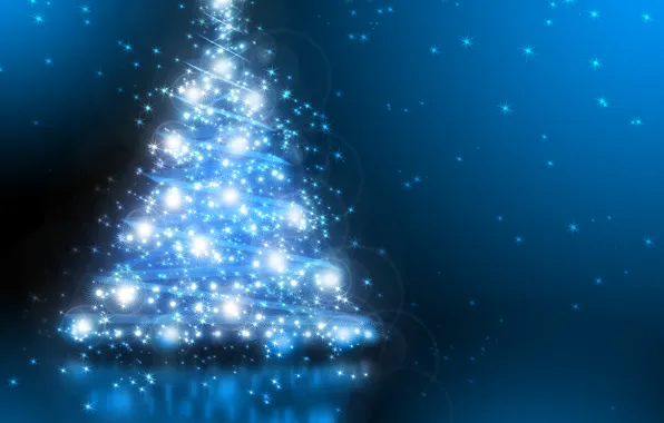 Reflection, holiday, tree, new year, lights, bright