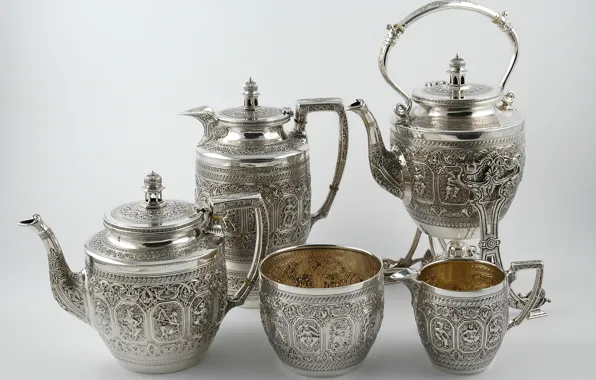 Silver, tea service, Scottish tea set