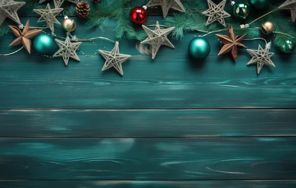 Stars, decoration, background, balls, New Year, Christmas, new year, Christmas