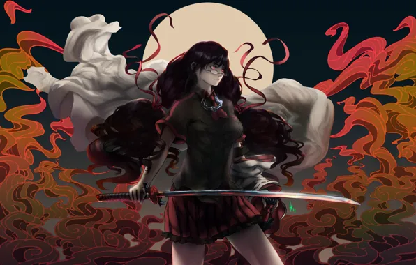 Picture girl, fiction, sword, art