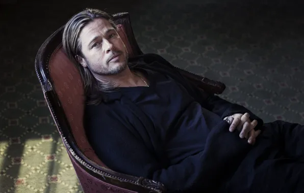 Picture background, chair, actor, Brad Pitt, Brad Pitt, you know