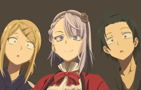 Background, girls, surprise, guy, kash of dagashi