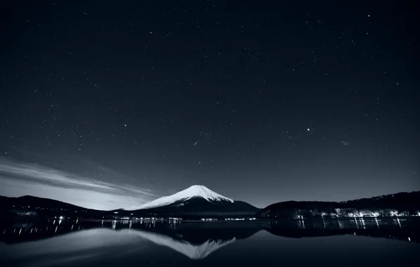 Picture landscape, mountains, nature, lake, reflection, photo, black and white