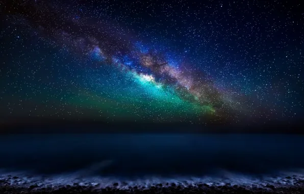 Picture the sky, stars, night, the milky way, Canary Islands, The Atlantic ocean