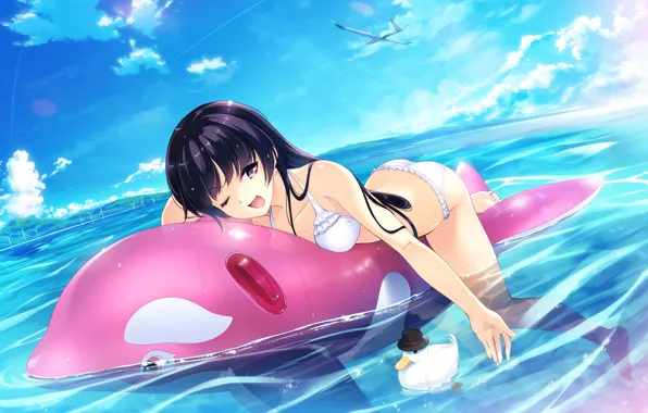 Sea, Girl, Summer, Dolphin, kono oozora is tsubasa wo hirogete