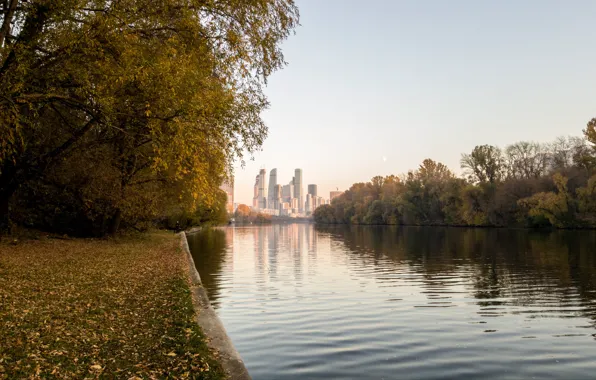 Picture autumn, Park, Moscow-City, The Moscow river