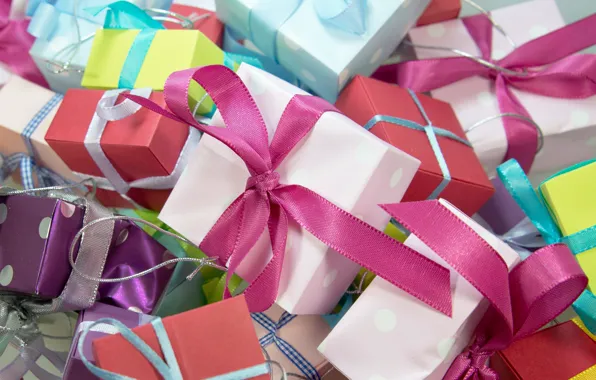 Holiday, box, gift, colored, tape, gifts, bows, bow