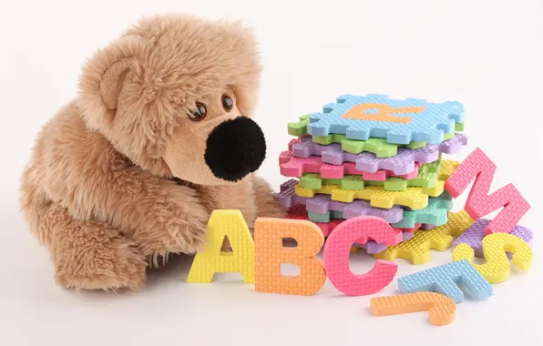 Childhood, letters, mood, toy, the game, bear, children's, children