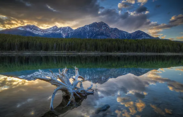 Picture Alberta, Canada, Jasper National Park, Patricia Lake Sunset