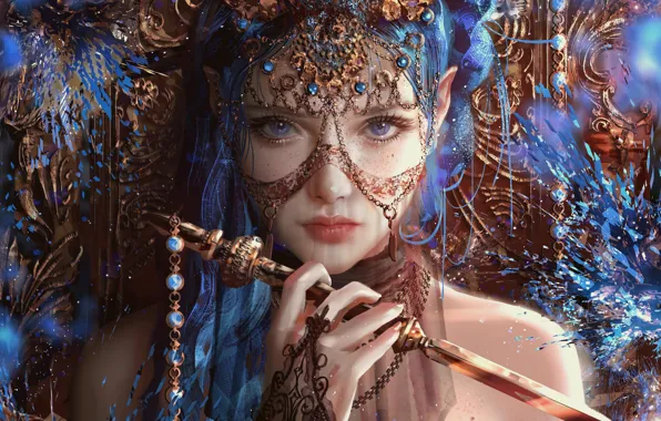 Girl, decoration, elf, dagger, the bride, hairpin