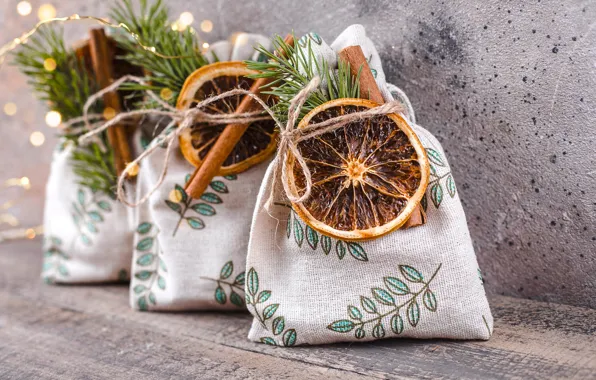 Board, oranges, rope, Christmas, New year, cinnamon, needles, citrus