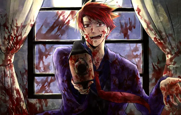 Gun, spot, maniac, madness, blood, umineko no naku koro ni, when the seagulls cry, Battler …