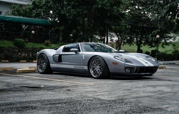 Ford, Ford GT, Grey, Parking, Trees